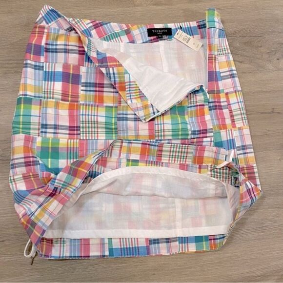 PLAID COTTON BLEND LINED MADRAS A-LINE SKIRT NWT 8P - Picture 9 of 11